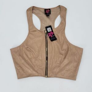 2B BEBE NWT women's XS tan suede cropped tank top